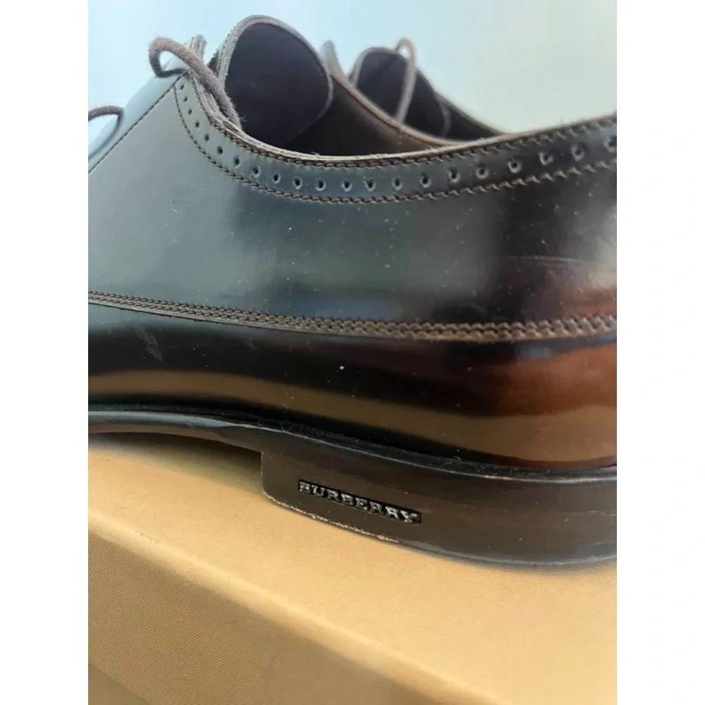 Burberry Cranbrook Derby Brown Leather Brogue Dress Shoes Men's EU 41 US 8 Italy